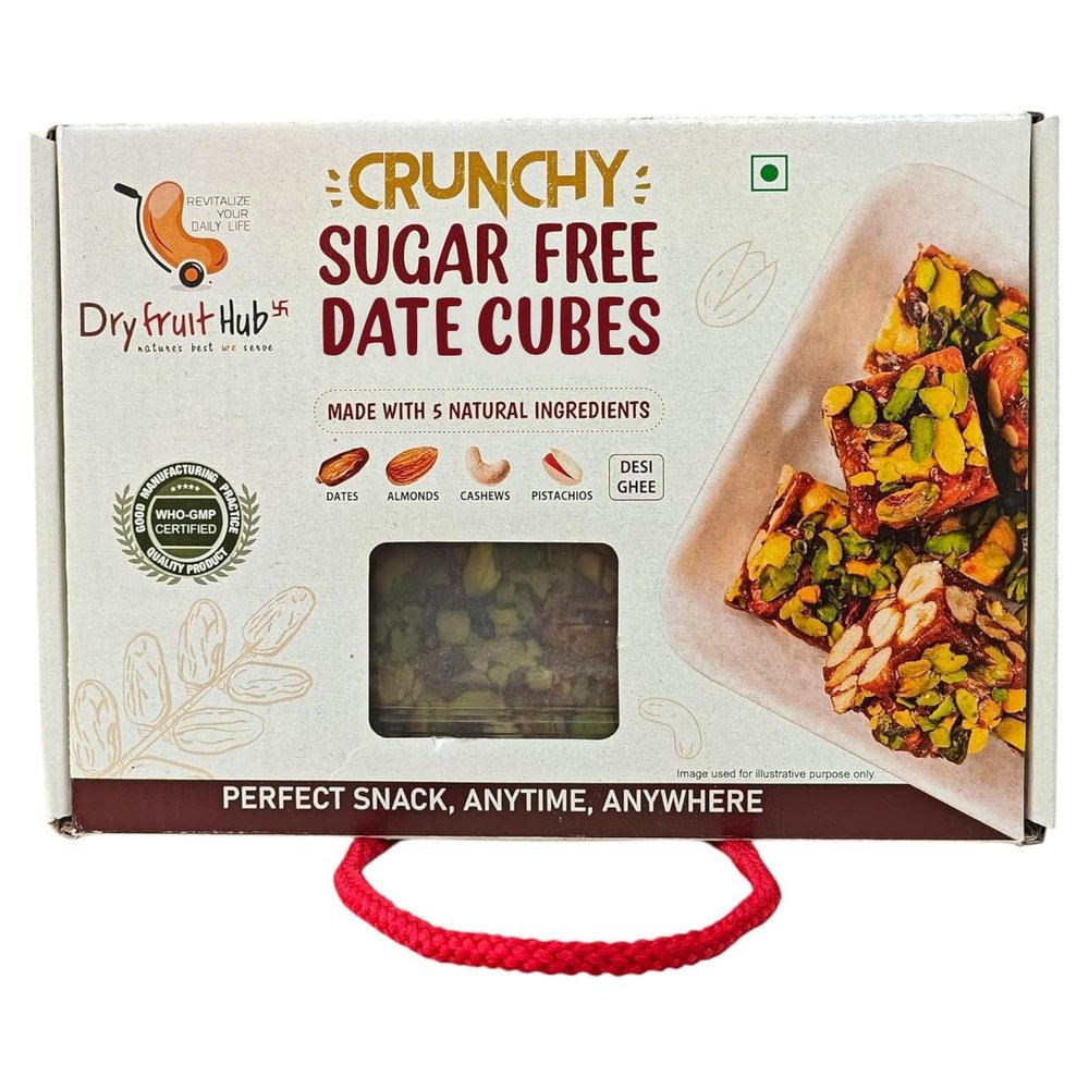 DAILY NUTS Crunchy Date Cubes 1Kg I Sugar Free Dates Barfi Made with Dates, Pista, Cashews, Almonds, and Pure Ghee I Dry Fruits Nuts | Energy Booster | Fresh And Tasty Healthy Snacks