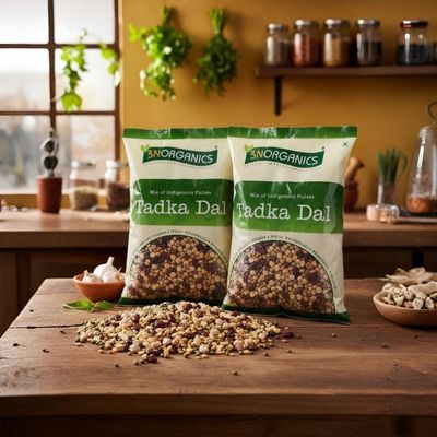 3N Organics Tadka Dal - 1 Kg | Organic Pulses Naturally Rich in Protein, Unpolished Indian Lentils, Healthy Plant Based Protein Source | Naturally Cholesterol Free | No Added Additives (Tadka Dal-1 kg)