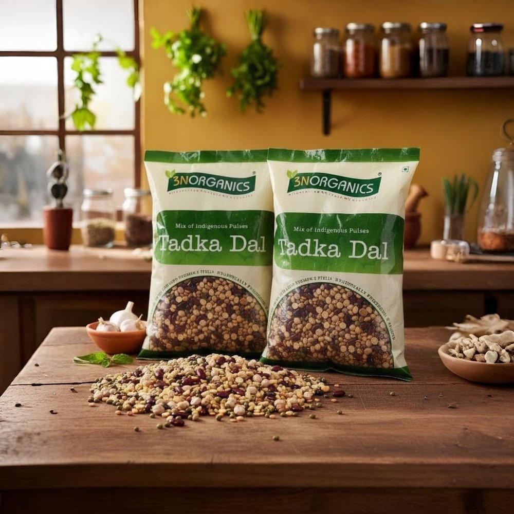 3N Organics Tadka Dal - 1 Kg | Organic Pulses Naturally Rich in Protein, Unpolished Indian Lentils, Healthy Plant Based Protein Source | Naturally Cholesterol Free | No Added Additives (Tadka Dal-1 kg)