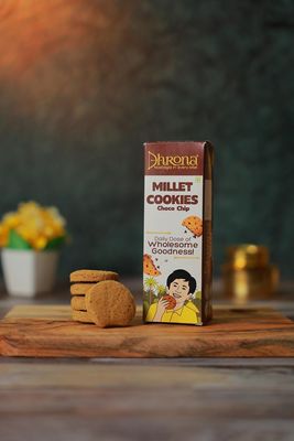 Dhrona Assorted Pack Of Multi Grain Cookies, Millet ChocoChip, Sweet & Salt, Turmeric & Jeera |300 gms | No Palm Oil | Free Of White Sugar | No Preservatives (Choco Chip)