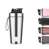 2heet Premium FIT-X 1000ml Stainless Steel Gym Shaker Bottle with Carrying Strip & Leakproof Lid Matte Silver Coated, Food Grade Steel, Rounded Base, Stylish Cap (1000ML) view 1