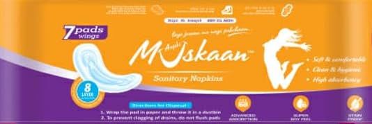 Aapki Muskaan Sanitary Napkin Pads with Cottony-Soft Top Layer for Women Enriched (7 Pads Set of - 2)