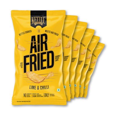 Kettle Studio Air Fried Potato Chips | Lime & Chilli Flavor | Tangy & Spicy | Gluten-Free | Healthy Air-Fried Snack | 85g x Pack of 6
