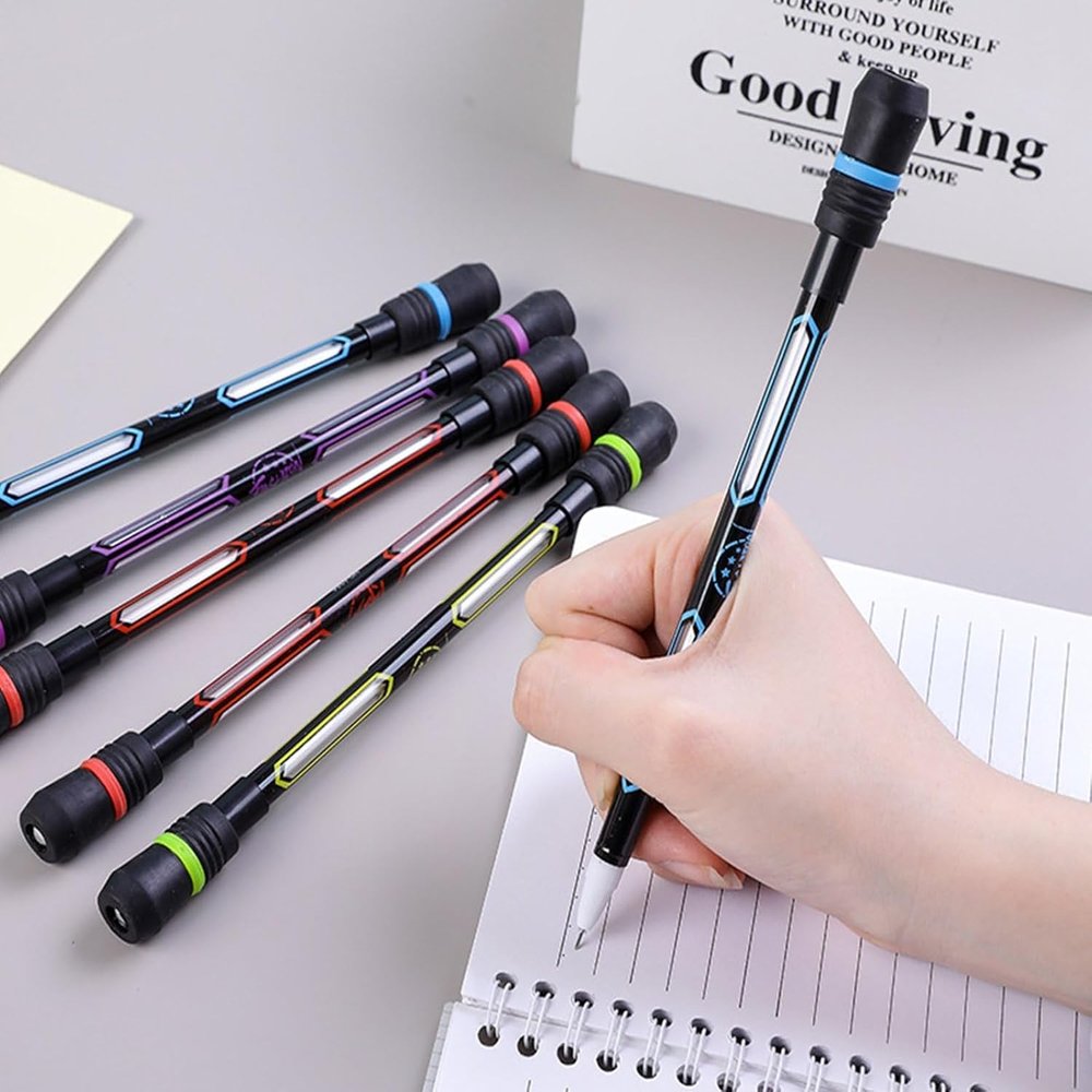 SNEHMURTI Spinner Rotatable Gaming Finger Pens - Without Pen Refill, Non Slip Coated Rotatable Gel Pen Mod Spinning Pen with Weighted for Playing Student (8PCS)