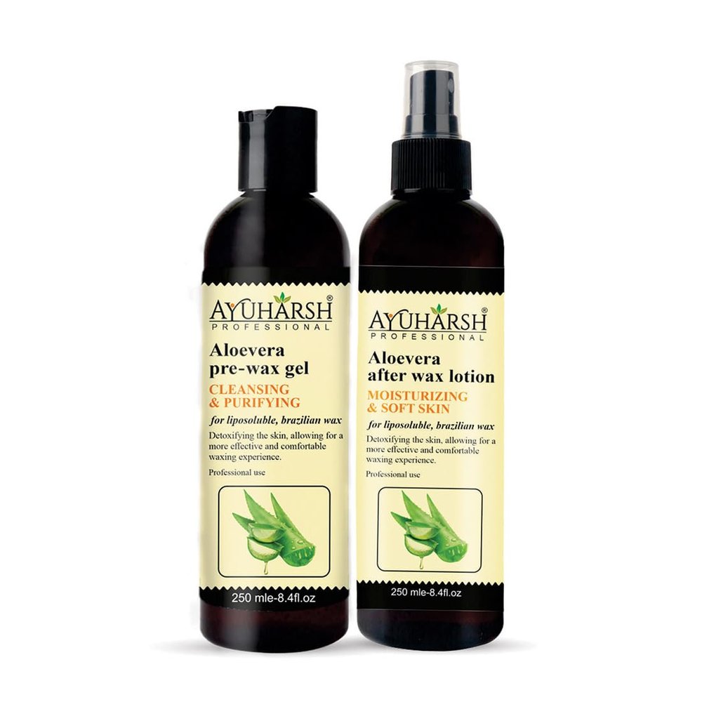 Ayuharsh Aloevera Pre Wax Gel and After Post Wax Lotion Oil to Reduce Irritation for All Skin Types (Pack of 250ml x 2) (500 ml)