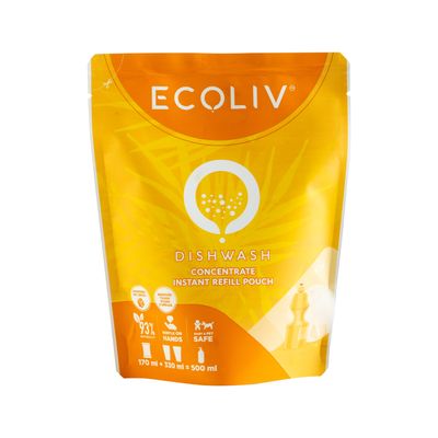 ECOLIV Natural Dishwash Gel 500 ML| Instant Mix Refill of 170 ML Dish Wash concentrate|Add water, make 500 ml Dishwash in 5 seconds