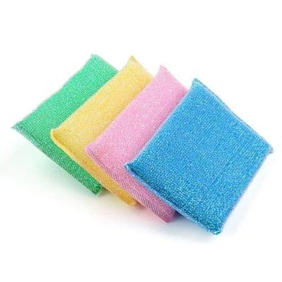 HDR MALL Non-Scratch/Non-Stick Utensil Scrubber Pad, Multi-Use Foam Pad Sponge Scourer for Dishes, Pans, Kitchens, Bathroom, and Tough Cleaning All Type Washing (Multicolors, Set of 4)