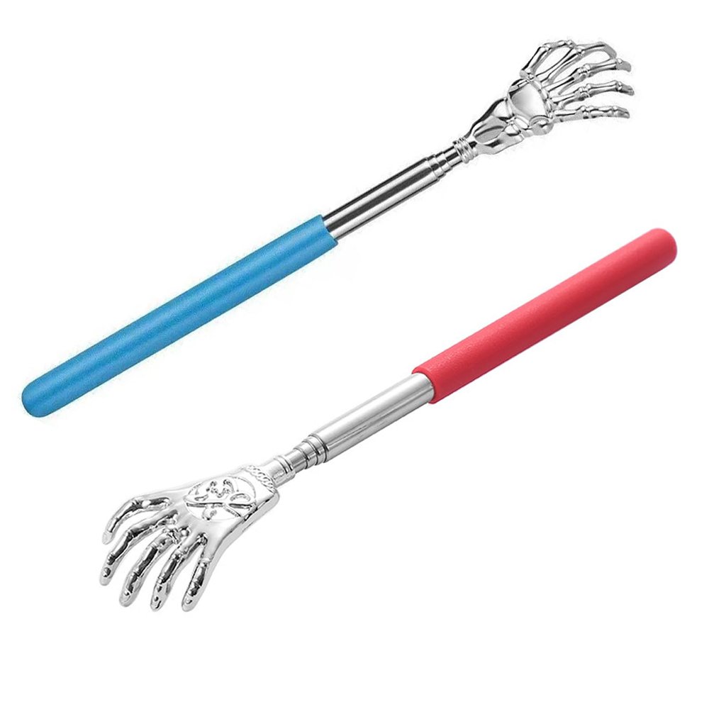 2-Pack Extendable Back Scratcher Stick (Pink & Blue) | Stainless Steel Telescopic Itching Tool | Adjustable 22-59cm | Non-Slip Grip & 40g Ultra-Light