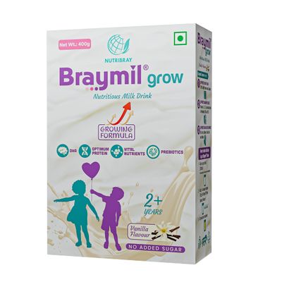 Braymil Grow Nutritious Milk Drink Vanilla Flavour - Growing Formula - Bag in Box - 400 gm