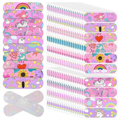 Ahamo Mermaid Cartoon Bandages for Kids - 100pcs Waterproof Adhesive Band-Aids with 10 Cute Designs | Skin-Friendly Wound Protection for Children