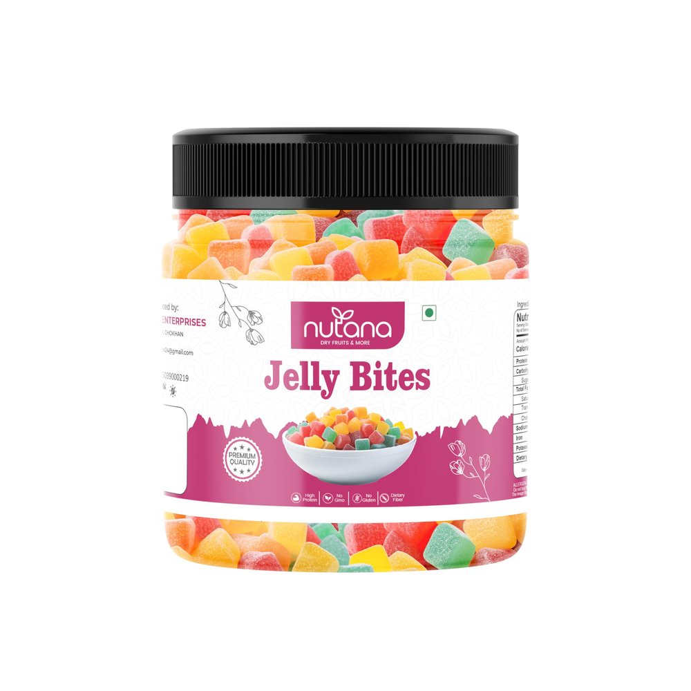 NUTANA DRY FRUITS & MORE Jelly Bites  Assorted Fruit Flavored Soft & Chewy Candy | Tasty & Juicy Sweet Treats for Kids & Adults | Perfect for Snacking & Gifting 1kg