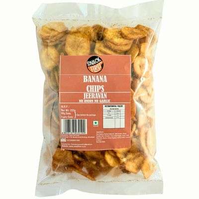 Snack First Banana Chips Jeeravan Flavored Thin Cruchy Crispy Snacks, Spicy Paprika Flavour, Farali Chips, Snack, 200g