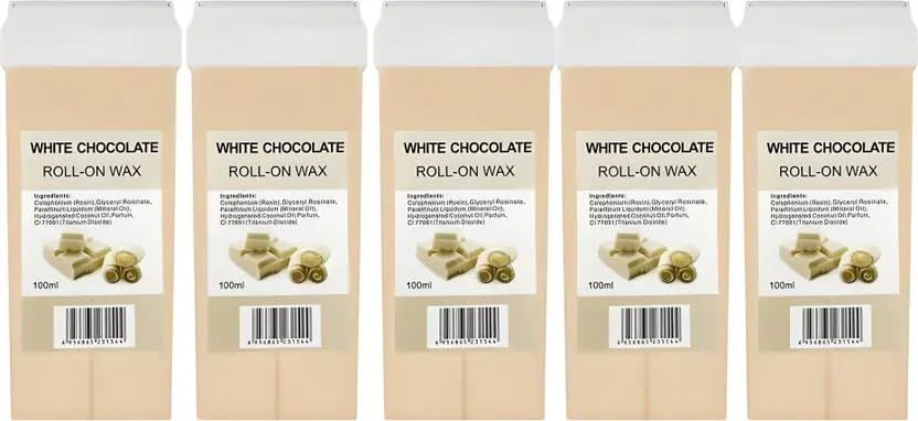 ClubBeauty White Chocolate Roll-On Wax with Theobroma Cacao Butter, 100ml, Set of 5