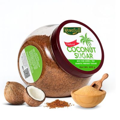 KHAOFULL Coconut Sugar  400g | Natural & Unrefined Sweetener | Plant-Based, Low Glycemic, Ideal for Baking, Cooking & Beverages