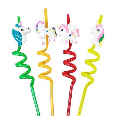 Cute Unicorn Fun Straw for Kids Reusable Drinking Straw, icorn Birthday Party Supplies Fun Straws Kids' Birthday Party & Return Gifts (4 Pcs)