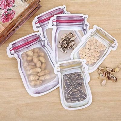 RENARSH Reusable Airtight Seal Plastic Food Storage Mason Jar Zipper Bags Set - 3 Pc (3-Different Size)