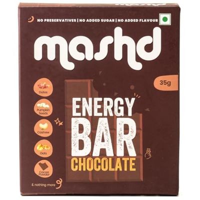 Mashd Energy Bar Chocolate, Cranberry, Cacao Nibs Flavour (Pack Of 3 X 35G) - High Protein Goodness of Dates, Pumpkin Seeds, Cashew, Oats | Gluten-Free Snack with No Added Sugar, Preservative-Free