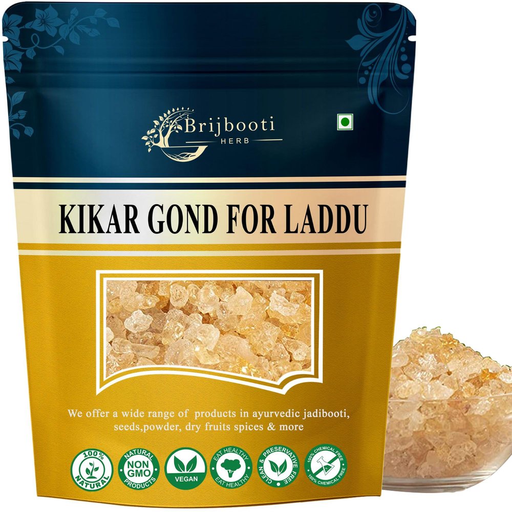 BrijBooti Organic Babool Gond For Ladoo -(100 Gr) Kikar Gond - Gum Arabic - Babul Gond - Edible Gum - Dink - Karuvelam Pisin - Premium Export Quality | FSSAI, GMP, ISO Certified