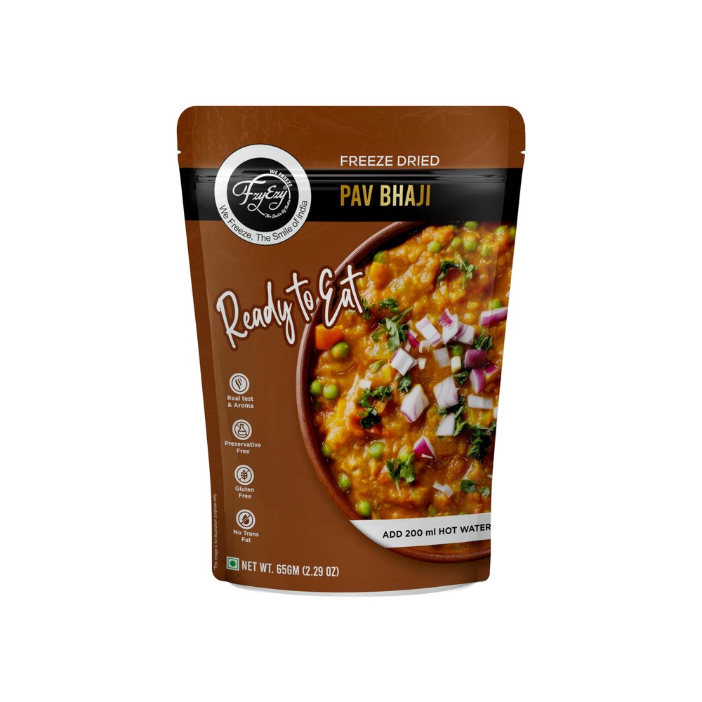 FzyEzy Freeze-Dried Pav Bhaji Masala | Authentic Mumbai Street-Style Curry Paste | Ready in Minutes  Just Add Hot Water | Vegetarian Indian Meal | Travel-Friendly & Preservative-Free | 65g Pack