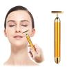 24k Gold Energy Beauty Bar Electric Vibration Facial Massage Roller Waterproof Face Skin Care T-Shaped Anti Wrinkle Massager With Ice Rooller for Forehead Cheek Neck Clavicle Arm (Gold Colour) view 2