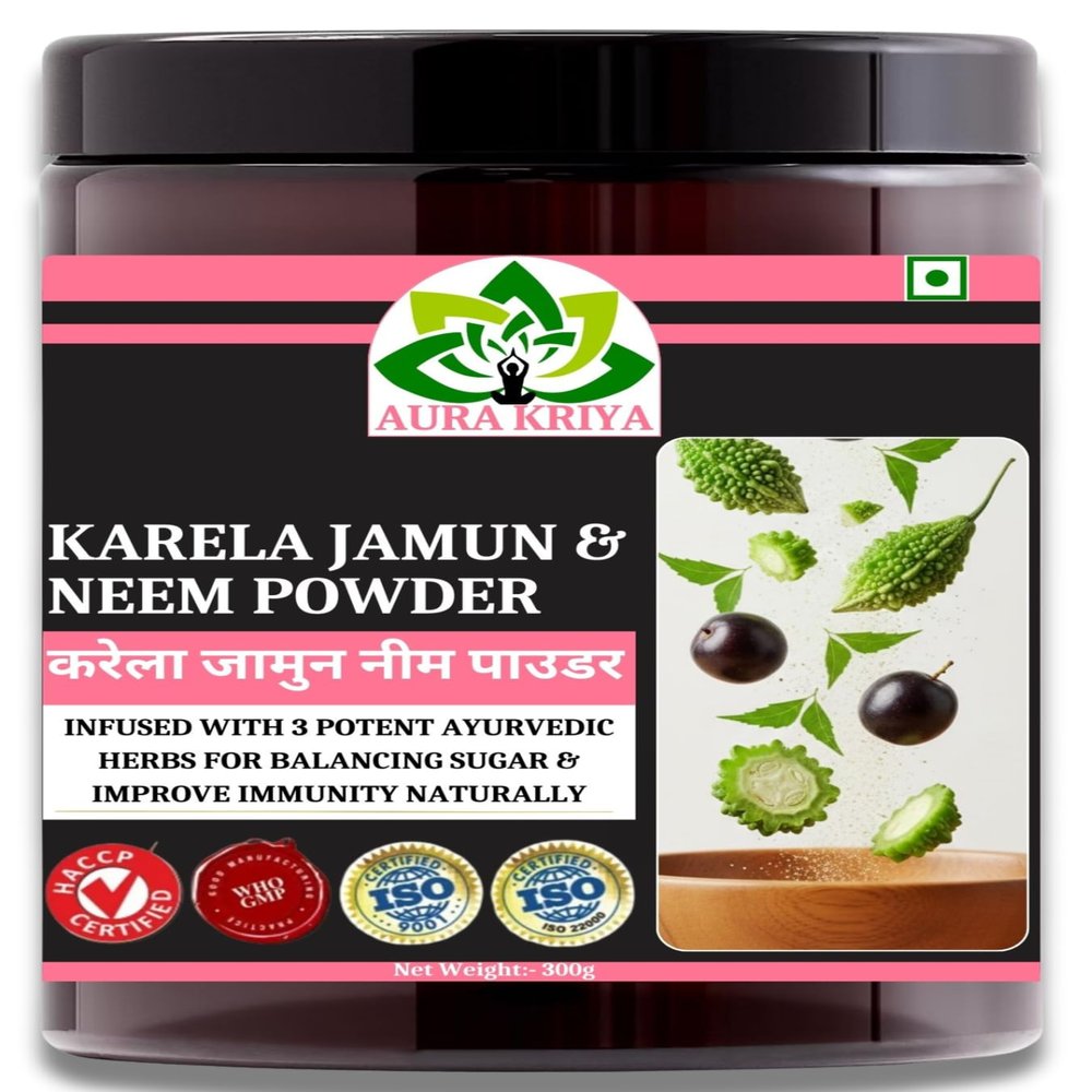 Aura Kriya Neem Karela Jamun Powder for Sugar Management | Karela Jamun Powder (600 gm, Pack of 2)