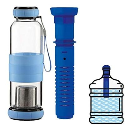 Glass Anti-Oxident Alkaline Water Bottle 500ml + 20 litres Jar Antioxidant, Antibacterial, Alkaline, Mineralising Wio Water Filter to Increase pH