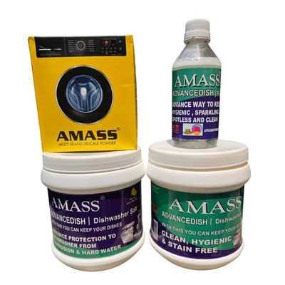 AMASS Dishwasher combo of Salt, Detergent, Rinse Aid and De-Scaler
