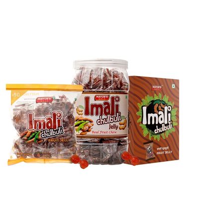 Mayurs Gels | Imali Chulbuli Tamarind Flavoured Jelly Candy Combo Pouch, Box and Jar | Ideal for Gifting and sharing moments | 1 kg