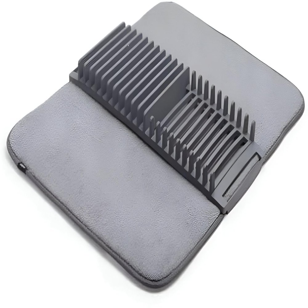 KESHAVAM Dish Drying Mat | Plate Drying mat with Foldable Rack Fast Drying, Non-Slip Kitchen Dish Mat for Plates, Bowls & Cookware | Super Absorbent Microfiber Mat with Drainer Rack (Grey, Large)