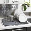 KESHAVAM Dish Drying Mat | Plate Drying mat with Foldable Rack  Fast Drying, Non-Slip Kitchen Dish Mat for Plates, Bowls & Cookware | Super Absorbent Microfiber Mat with Drainer Rack (Grey, Large) view 3