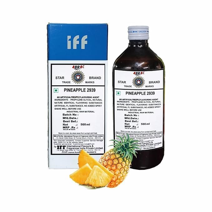 IFF Pineapple Flavour Essence | Premium Food Flavouring Agent for Cakes, Ice Creams, Desserts, Beverages & More | 500ml Concentrated Pineapple Essence for Baking & Cooking