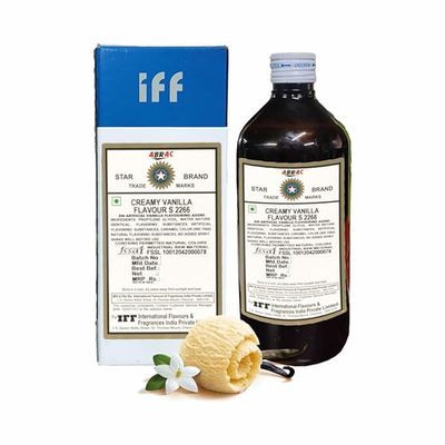 IFF Creamy Vanilla Flavour Essence | Premium Food Flavouring Agent for Cakes, Ice Creams, Desserts, Cookies & More | 500ml Concentrated Vanilla Essence for Baking & Cooking