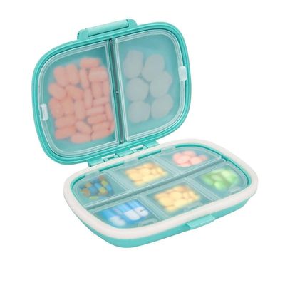 BYRM Pill Medicine Organizer Storage Box with 8 Compartments - Moisture Proof, Made of Food Grade Cereal Fiber, BPA free Wheat Straw Material, Ideal for Travel, Pocket, Purse, Daily Pill Case, Portable Medicine Vitamin Holder Container - 1 Pc