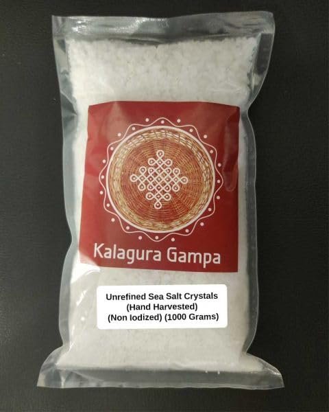 Kalagura Gampa Unrefined Sea Salt Crystals|Hand- Harvested|Non-Iodized Natural Salt| 1000 Grams|