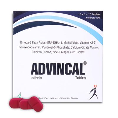 ADVINCAL All-in-One Calcium Tablets with Omega-3 Fatty Acids, Vitamin K2-7, Magnesium & Zinc | High-Absorption Calcium Citrate Maleate for Strong Bones, Joints & Muscles | Men & Women (50) (5)