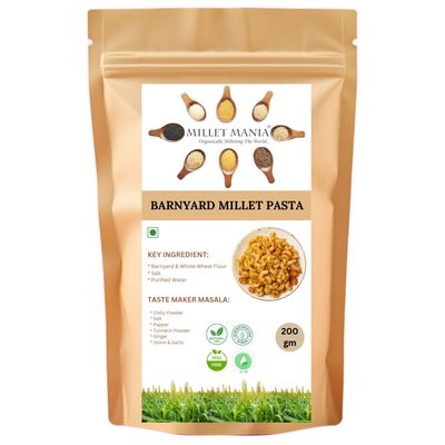 Barnyard Millet Pasta 200g | Whole Wheat & Barnyard Flour | No Maida | High Fiber | With Masala Pack Included | Guilt-Free Snack for Kids, Adults, Fitness & Diet-Friendly Meals | Quick & Tasty Millet Pasta (Pack of 1)