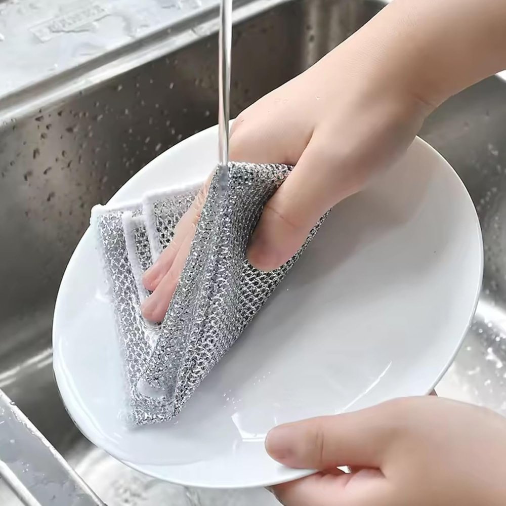 Black Sparrow Scrubbing Pad Wire - Stainless Steel Scrubber Non-Scratch Wire Dishcloth, Multifunctional Dishwashing Sponge, Easy Reusable Cleaning Supplies for Kitchen (1)