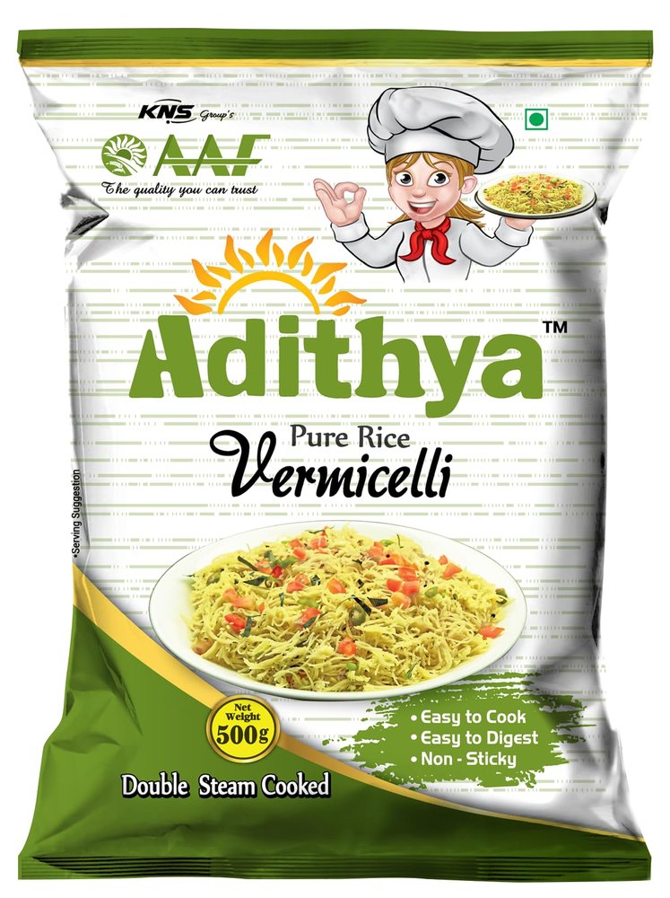 Adithya Pure Rice Vermicelli | Pure Rice Sevai | Instant Rice Noodles | Traditional Indian Style | Gluten-Free | No Maida | Ready in Minutes | 100% Natural | A++ Grade, 500g