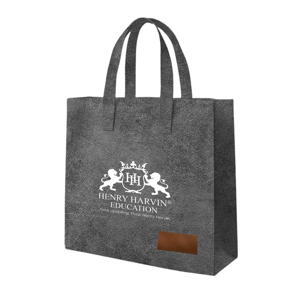 Henry Harvin Black Jute Bag for Office, School, and Daily Use | Eco-Friendly & Washable Tiffin Bag with Vegan Leather Handle (15x10 inch)