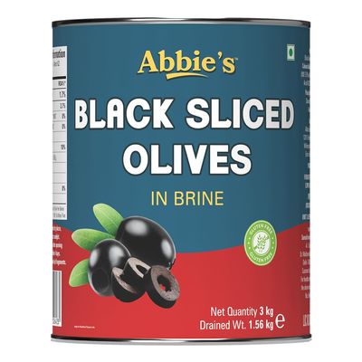 Abbie's Black Sliced Olives in Brine, 3 kg Tin