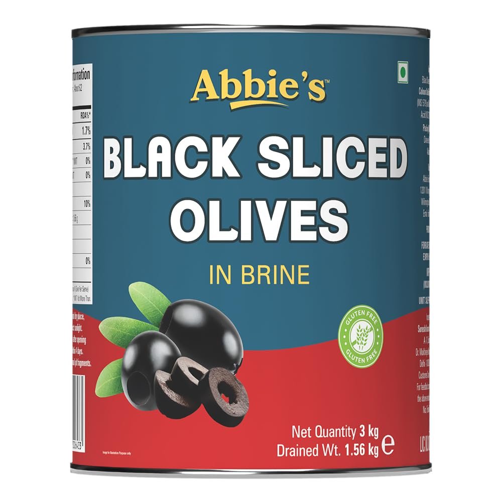 Abbie's Black Sliced Olives in Brine, 3 kg Tin