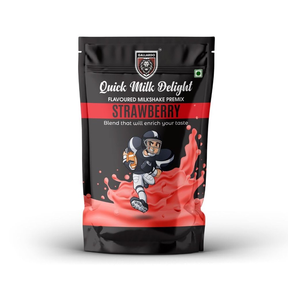 Gallardo Strawberry Milkshake Premix Powder | Instant Thick & Smooth Beverage Mix | Classic Strawberry Flavour | 500g (Pack of 1)