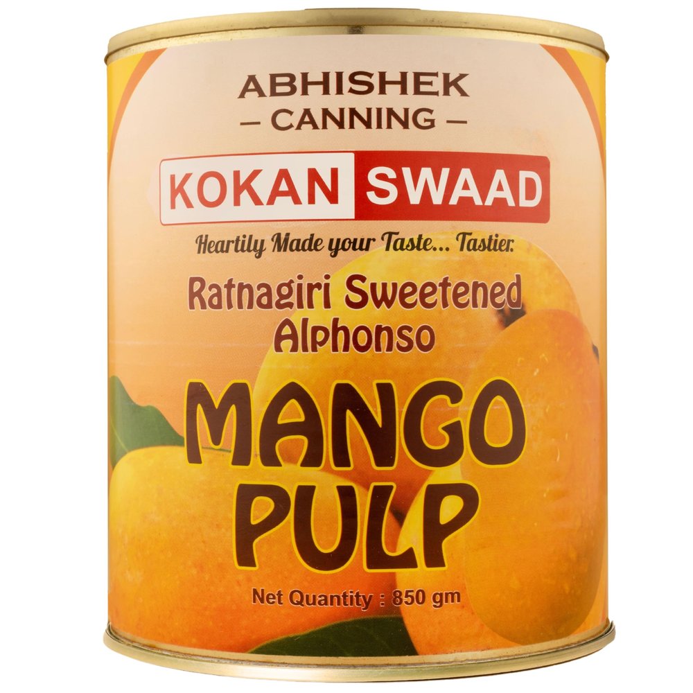 KOKANSWAAD Ratnagiri Alphonso Mango Pulp Sweetened 850g  Rich & Juicy Aamras, Canned Mango Puree, No Preservatives, Non-GMO, Perfect for Juices, Smoothies & Desserts