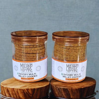 Madison & Pike Savory Multi Millet Gluten-Free Cookies 280 gm| Nutritious, Flavorful, and Perfectly Crisp | Plant Based (280, 2, count)