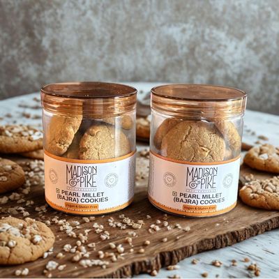 Madison & Pike Gluten-Free Pearl Millet Cookies 210g (2 count) | Made with Millets, Almonds, Flax Seeds & Cashews | Vegan | Healthy & Wholesome Snack