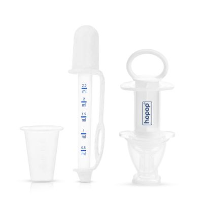 Hopop Medicine Dropper/Dispenser & Baby Medicine Syringe | Multipurpose Silicone Medicine Dropper Syringe/Feeder for Baby | Suitable form 0+ Months | BPA Free | White