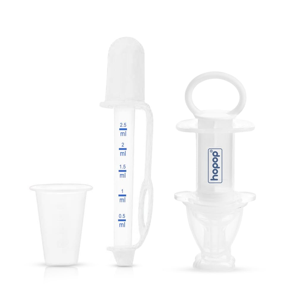 Hopop Medicine Dropper/Dispenser & Baby Medicine Syringe | Multipurpose Silicone Medicine Dropper Syringe/Feeder for Baby | Suitable form 0+ Months | BPA Free | White
