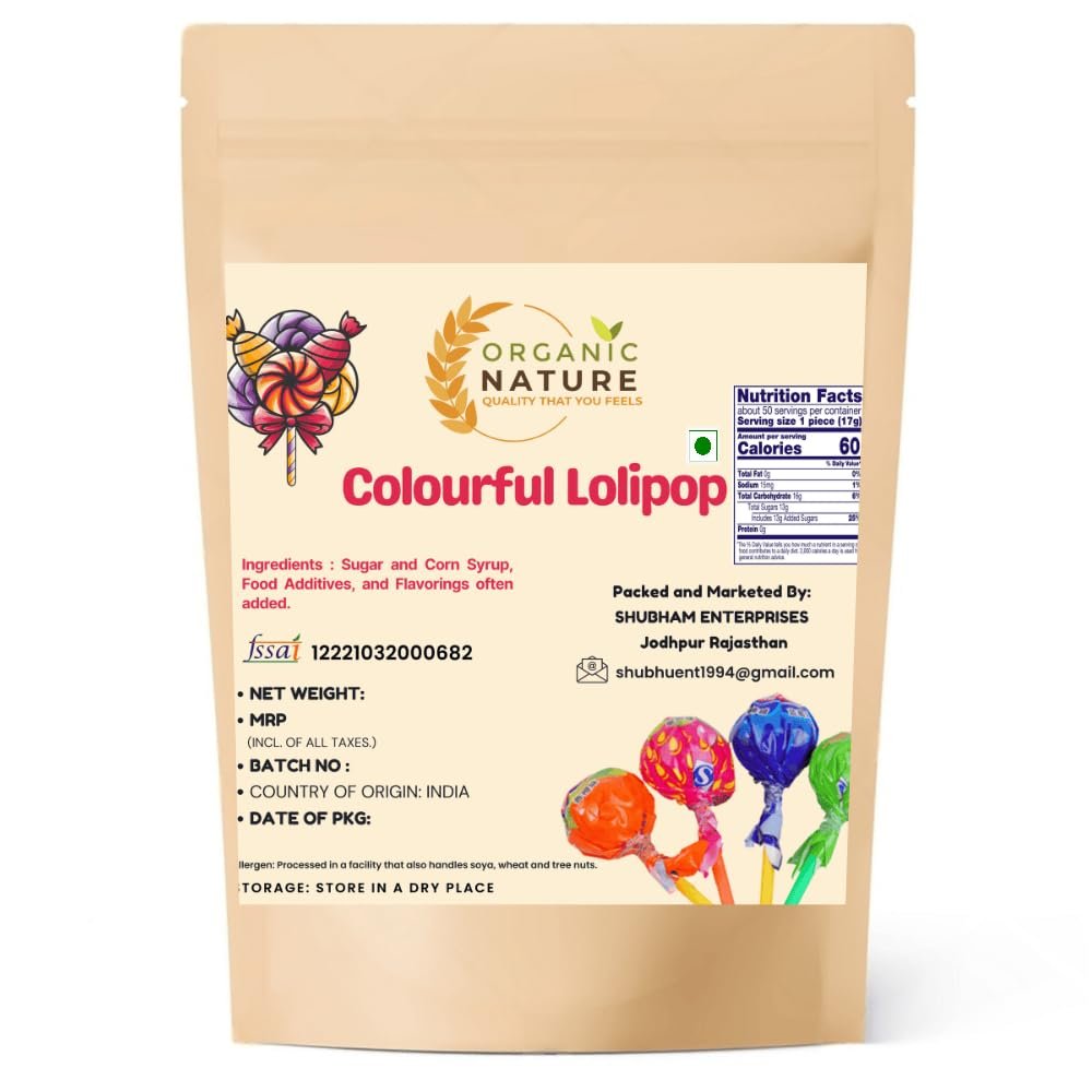 ORGANIC NATURE Classic Colourful Lollipops 200 Grams | Colourful Candy Treats | Kids & Party Favors