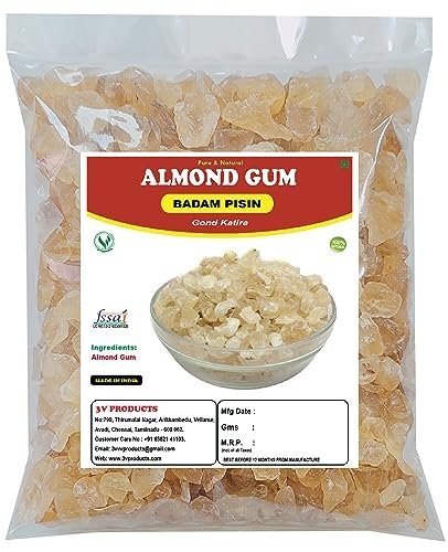 3V PRODUCTS Gond Katira 250 Grams | Tragacanth Gum | Almond Gum | Badam Pisin | 100% Natural | Kathila | Katira Gondh | Prevents Heat Stroke | High Cooling Properties and Herbal Food
