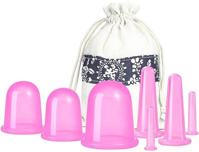 7 Pcs Silicone Cupping Therapy Set for Face & Body Anti-Cellulite Vacuum Massage Cups for Skin Firming & Pain Relief | Reusable Acupressure Facial & Body Cupping Set